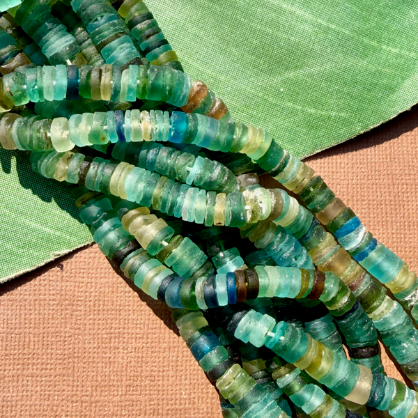 Roman Glass Cylinder 7mm to 10mm Bead Strands