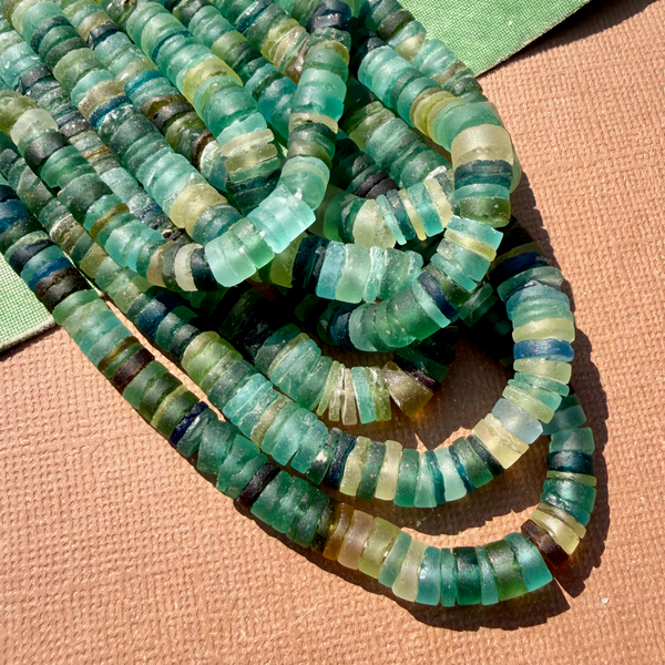 Roman Glass Cylinder 7mm to 10mm Bead Strands