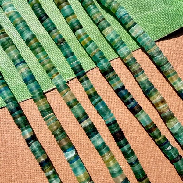 Roman Glass Cylinder 7mm to 10mm Bead Strands