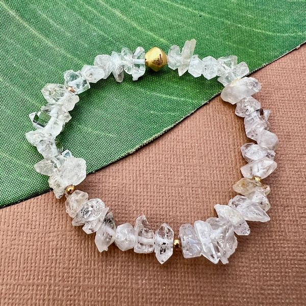 Natural Quartz Crystal & Gold Bracelet