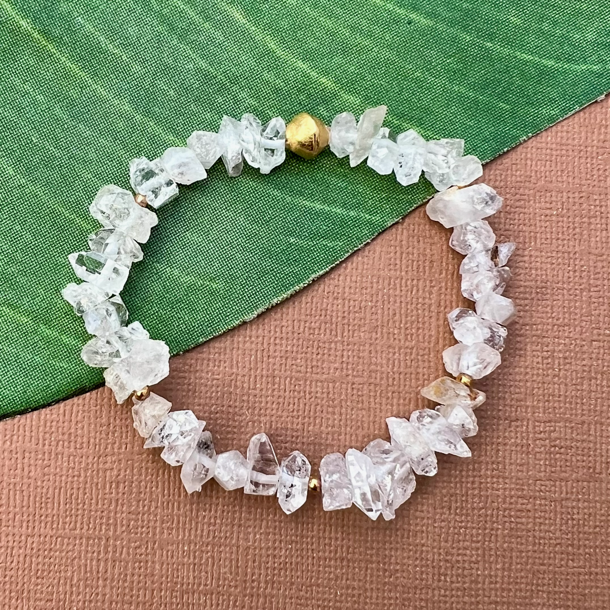 Natural Quartz Crystal & Gold Bracelet