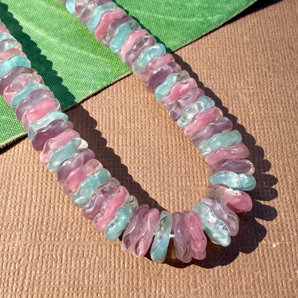 Light Blue, Lavender, Pink Flower Saucer Beads - 150 Pieces