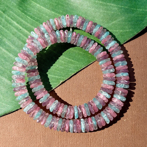 Light Blue, Lavender, Pink Flower Saucer Beads - 150 Pieces