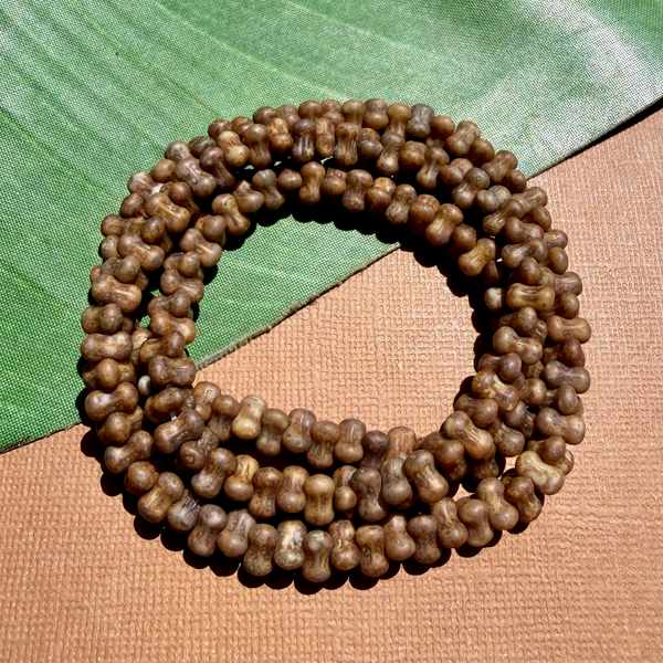 Picasso Brown Dog Bone Triangle Beads - 150 Pieces