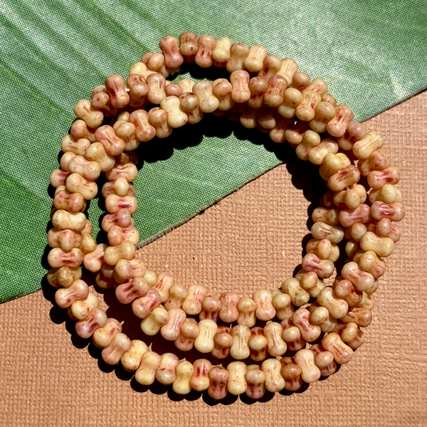 Picasso Yellow/Red Dog Bone Triangle Beads - 150 Pieces