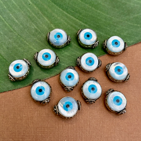 Evil Eye & White Metal Beads