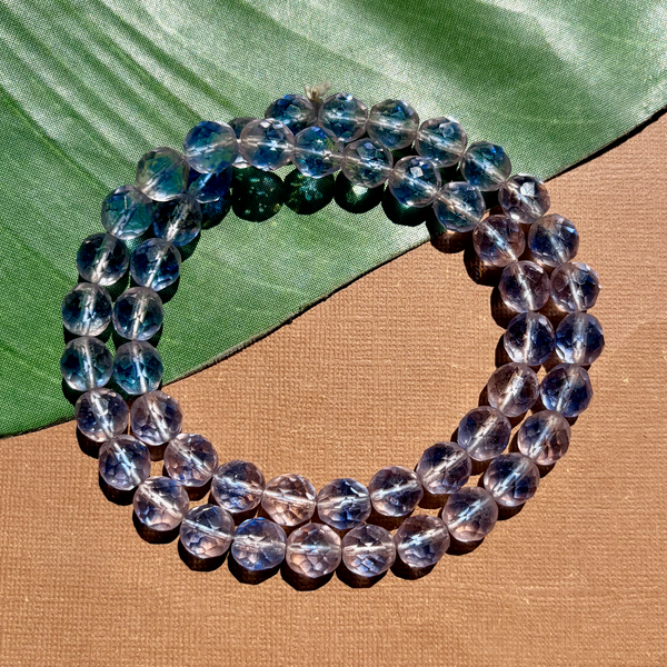 Faceted Clear & Blue 10mm and 12mm Glass - 50 Pieces