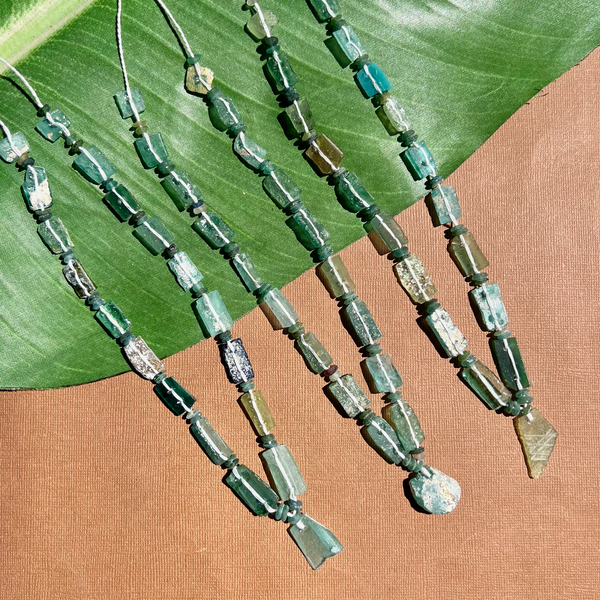 Roman Glass Flat Rectangle Bead Strands