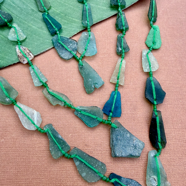 Roman Glass Flat Triangle Bead Strands