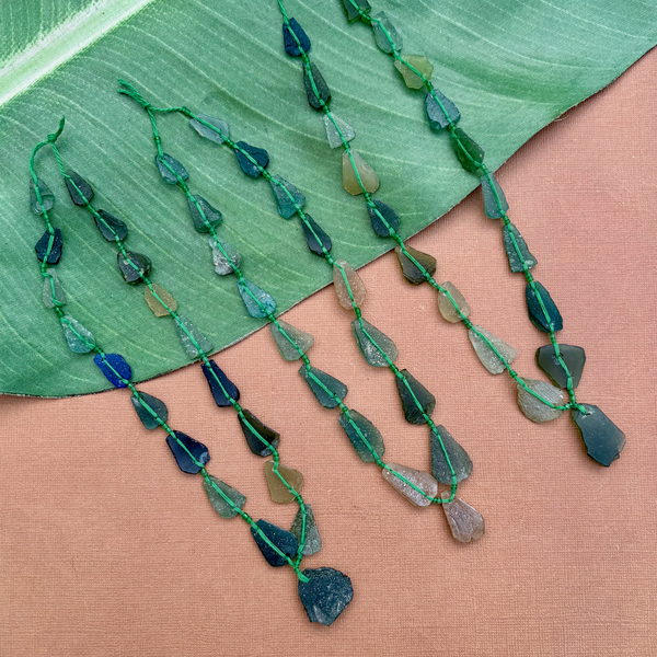 Roman Glass Flat Triangle Bead Strands