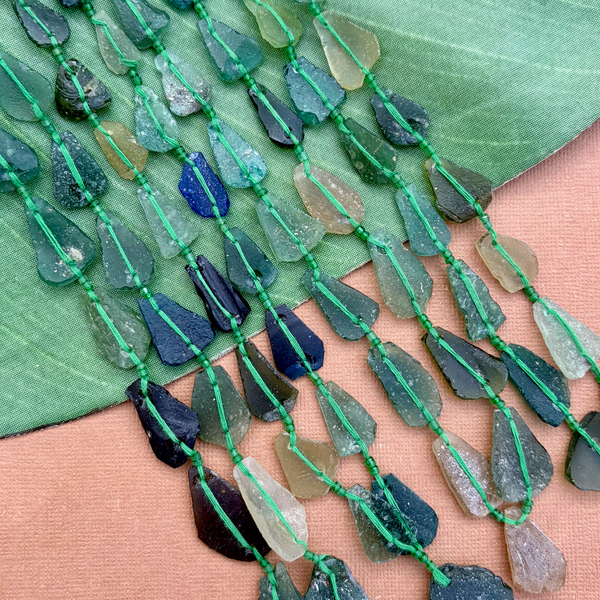 Roman Glass Flat Triangle Bead Strands