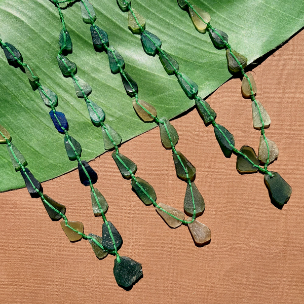 Roman Glass Flat Triangle Bead Strands