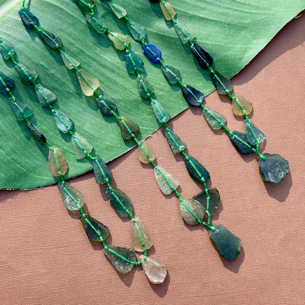 Roman Glass Flat Triangle Bead Strands
