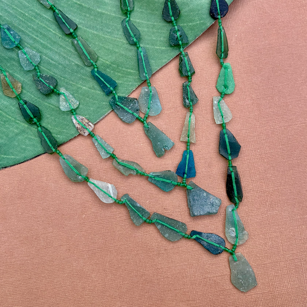 Roman Glass Flat Triangle Bead Strands