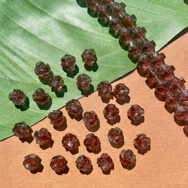 Funky Red & Clear 10mm & 12mm Beads - 50 Pieces