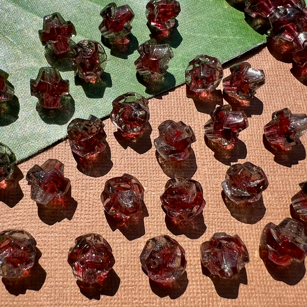 Funky Red & Clear 10mm & 12mm Beads - 50 Pieces