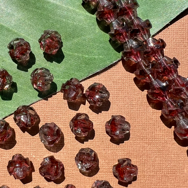 Funky Red & Clear 10mm & 12mm Beads - 50 Pieces