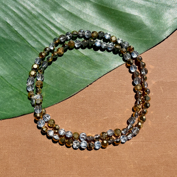 Gold & Crystal Pill Beads 6.25mm - 100 Pieces