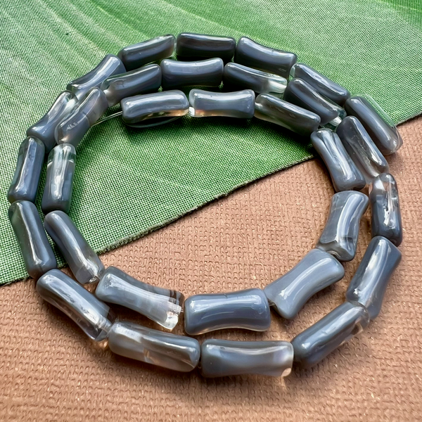 Gray Bone Beads - 55 Pieces