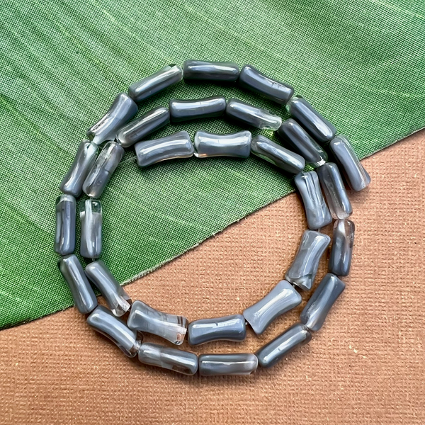 Gray Bone Beads - 55 Pieces
