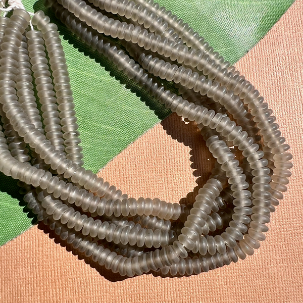 Gray Matte Disc Beads - 100 Pieces