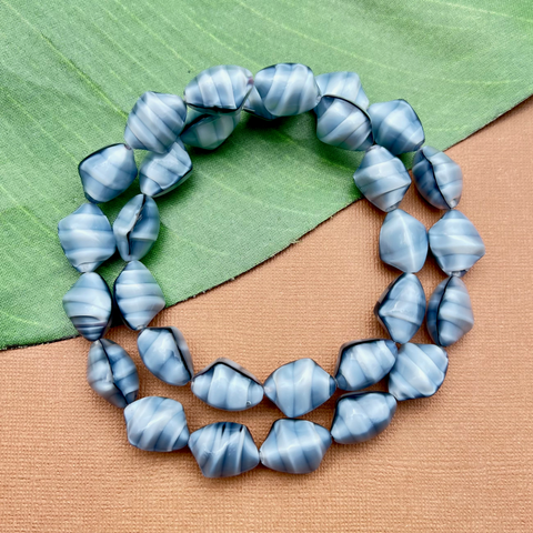 Gray Blue Irregular Diamond Beads - 30 Pieces
