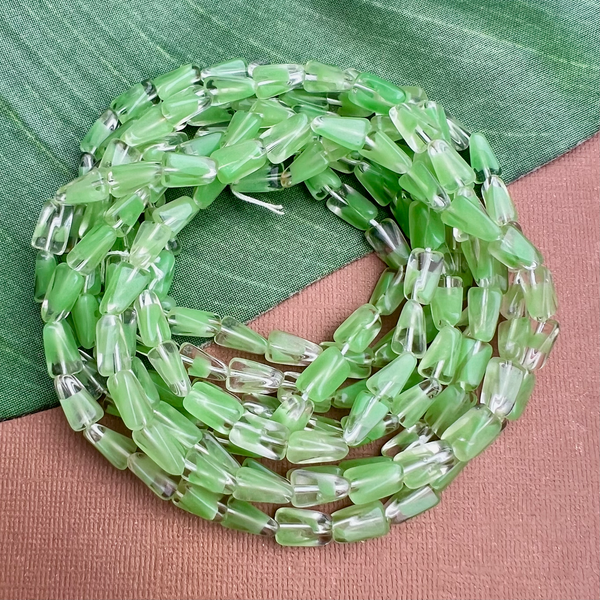 Green 4 Sided Twist Beads - 85 Pieces