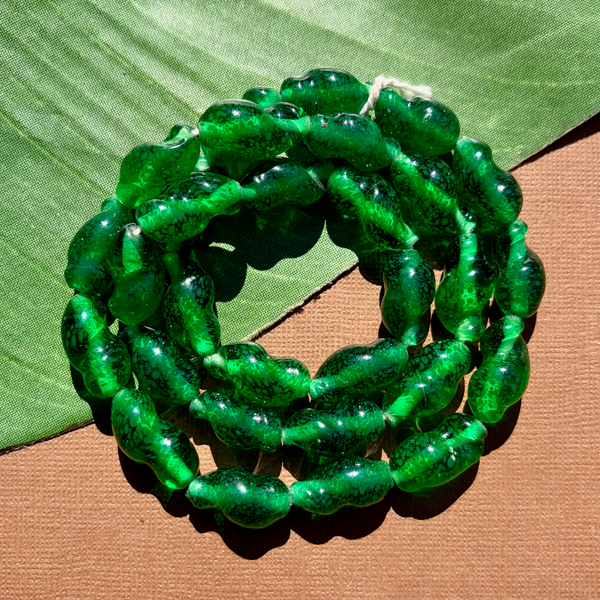 Green Twist Beads - 30 Pieces