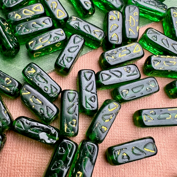 Green Rectangle Beads - 115 Pieces