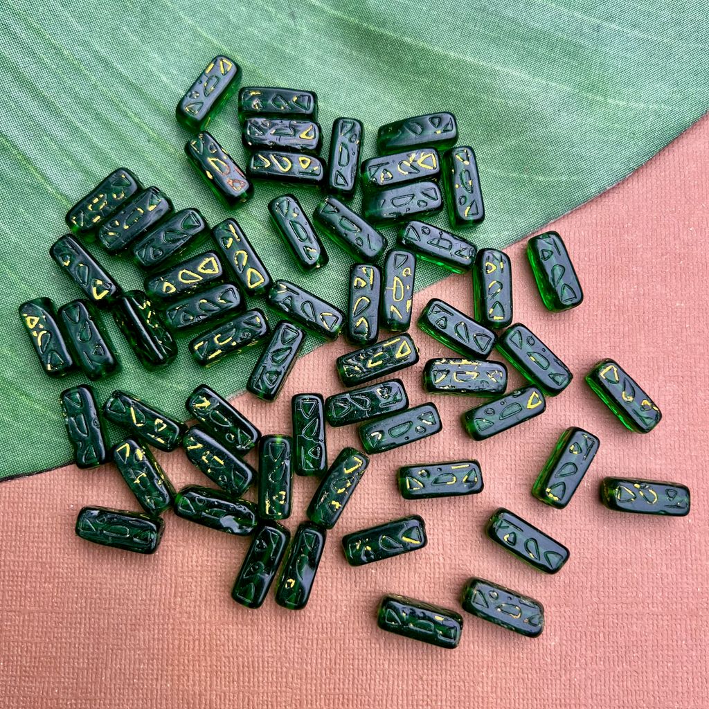 Rectangle Beeds Green Rectangle Beads - 115 Pieces – Bead Goes On