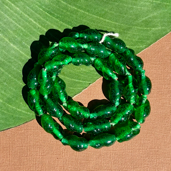 Green Twist Beads - 30 Pieces