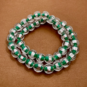 Japanese Green & Silver Foil Beads - 40 Pieces