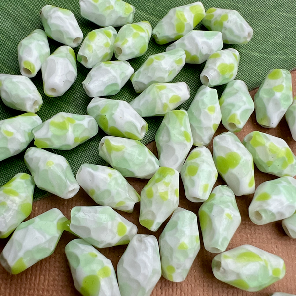 Green Japanese Swirl Small Bi-Cones - 40 Pieces