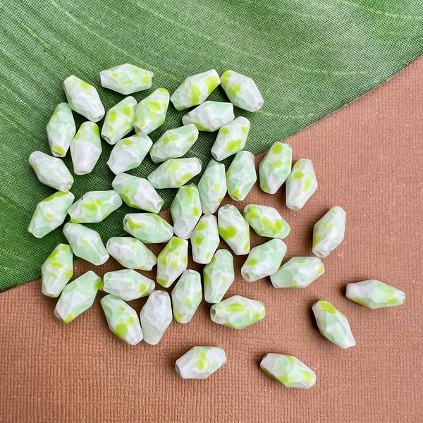 Green Japanese Swirl Small Bi-Cones - 40 Pieces