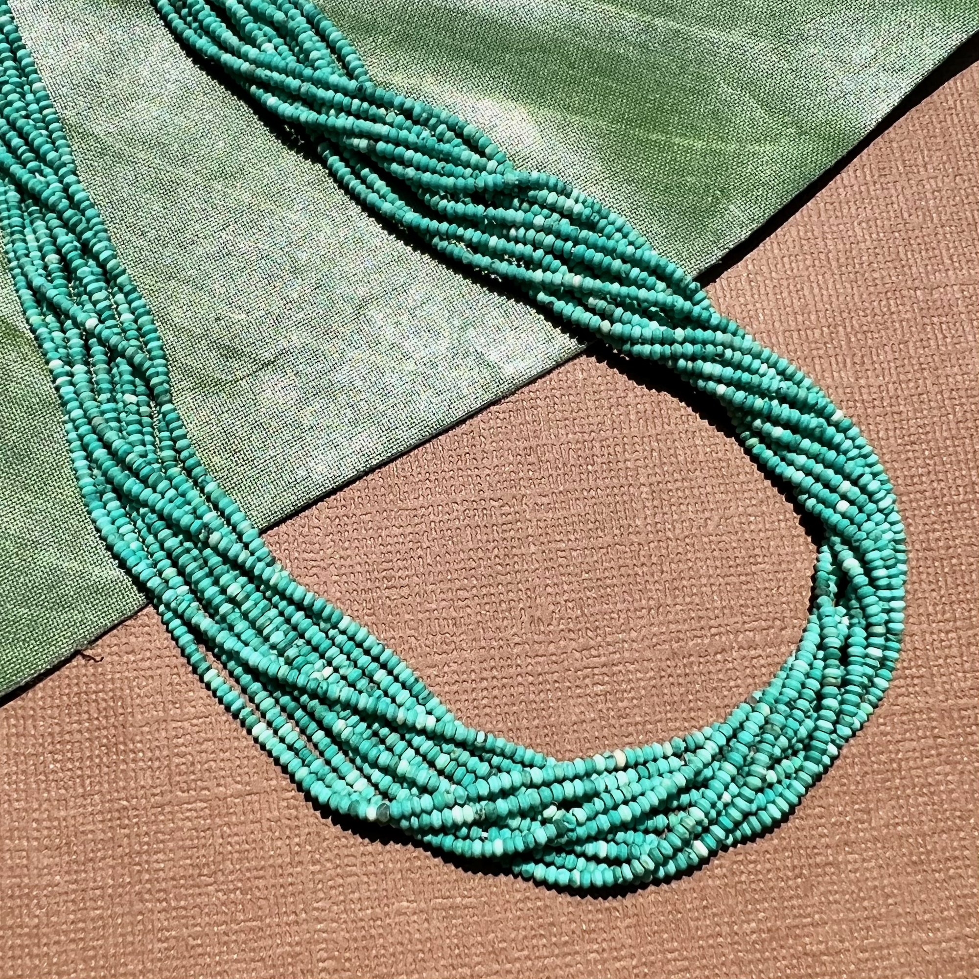 Green Turquoise Tiny Saucer Beads - 1 Strand