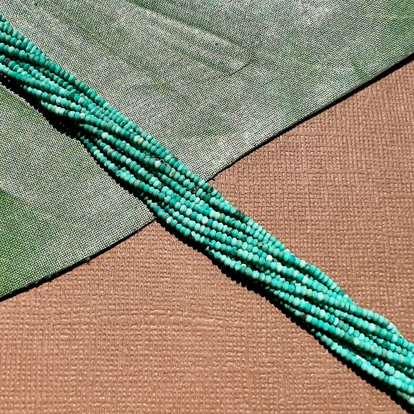 Green Turquoise Tiny Saucer Beads - 1 Strand