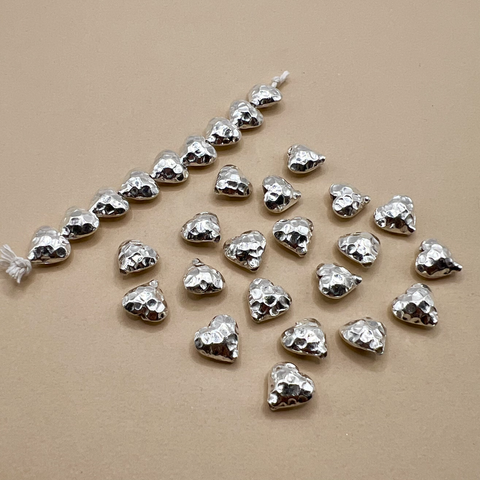 Hill Tribe Fine Silver 12mm Heart Beads