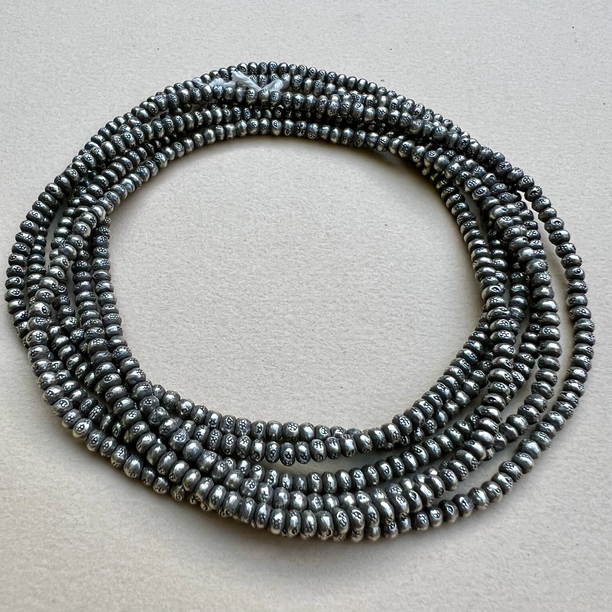 Hill Tribe Fine Silver Stamped 3mm Rondelle Beads