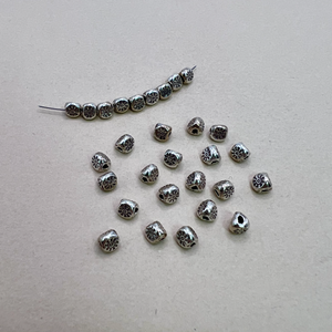 Hill Tribe Fine Silver 3 Sided Stamped Beads