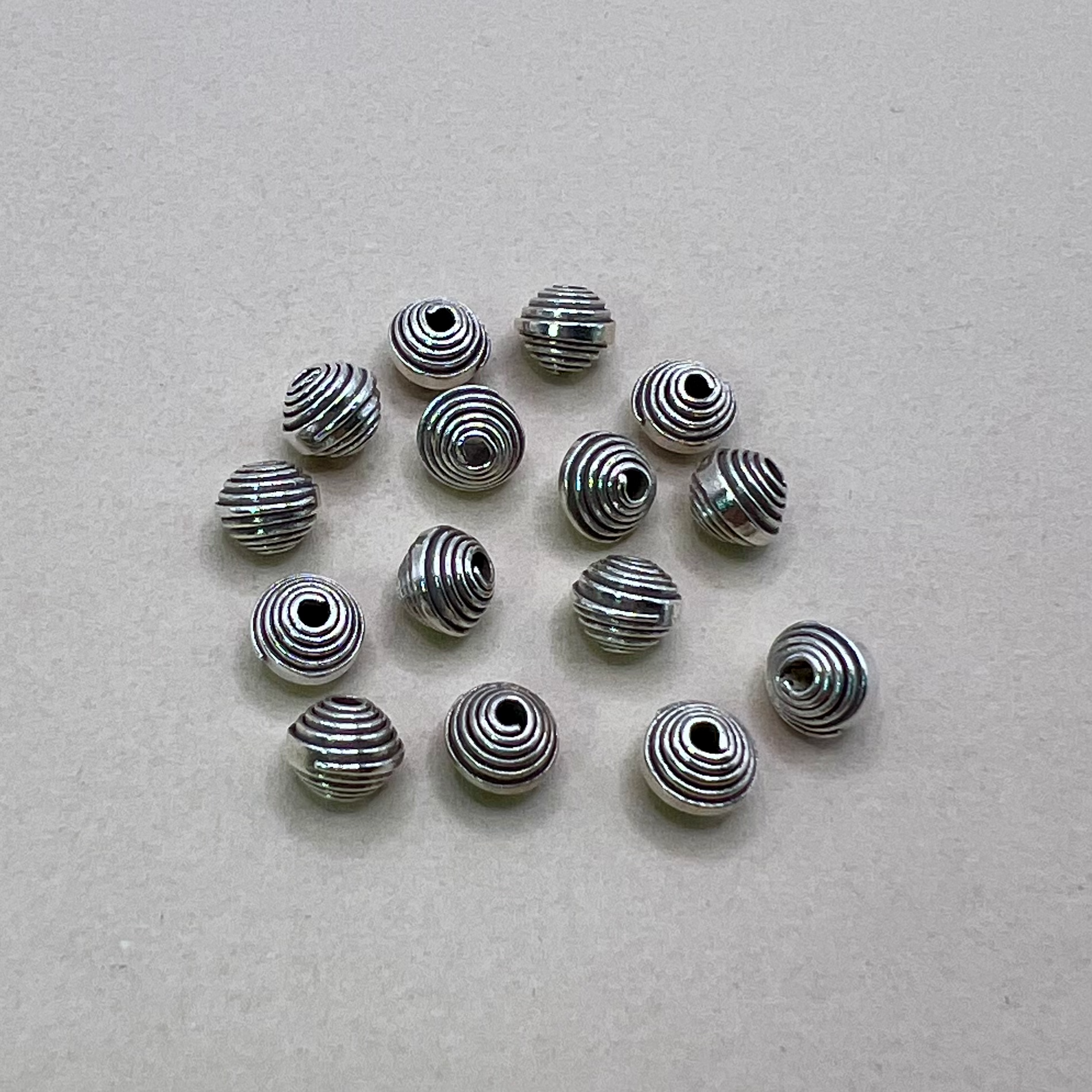 Hill Tribe Fine Silver 6mm Spiral Beads