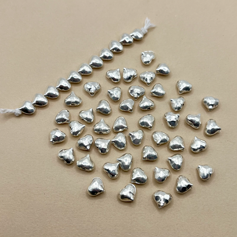 Hill Tribe Fine Silver 9mm Heart Beads