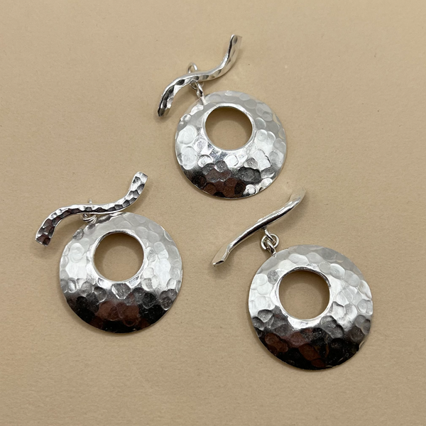 Hill Tribe Fine Silver Large Hammered Toggle Clasps