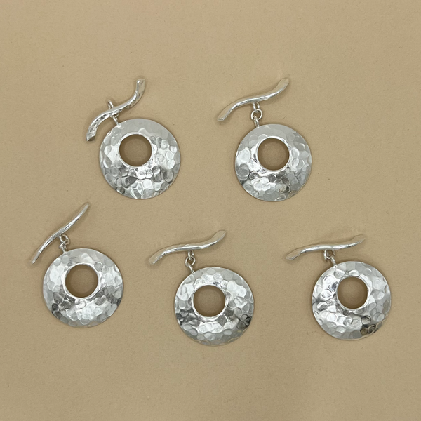 Hill Tribe Fine Silver Large Hammered Toggle Clasps