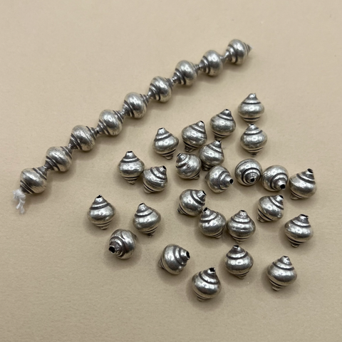 Hill Tribe Fine Silver 10x11mm Bicone Shell Beads