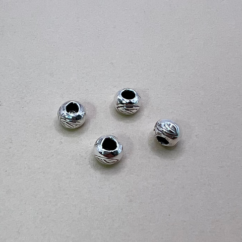 Hill Tribe Fine Silver Large Hole Beads with Eye Stamp