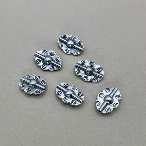 Hill Tribe Fine Silver Flat Oval Stamped Beads
