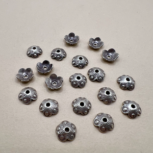 Hill Tribe Fine Silver Flowered Bead Caps