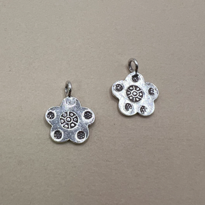 Hill Tribe Fine Silver Flower Stamped Pendants