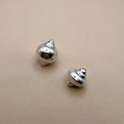 Hill Tribe Fine Silver Large Bicone Shell Beads - 2 Pieces