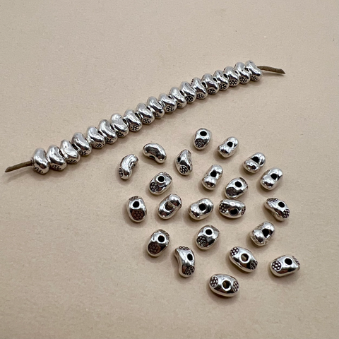 Hill Tribe Fine Silver Peanut Stamped Beads
